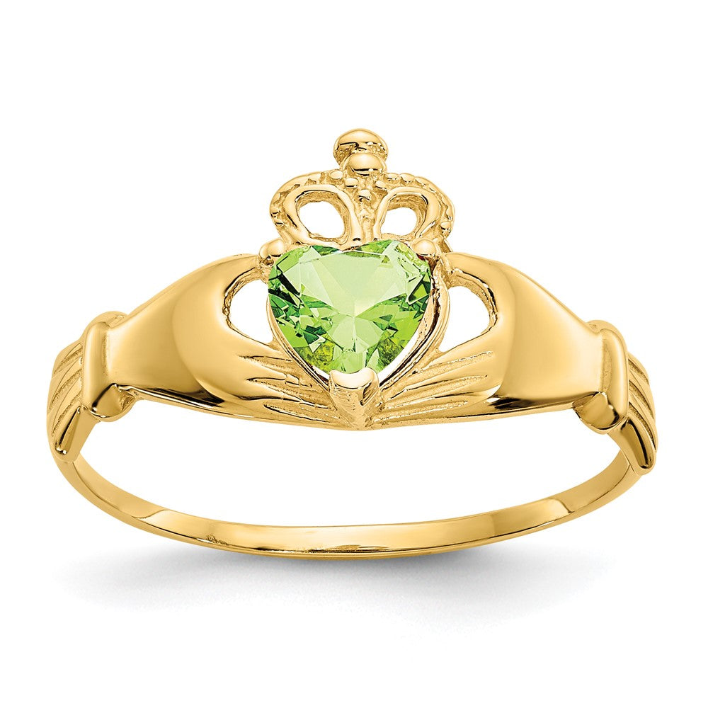 Casted;Polished;14k Yellow gold;Synthetic;CZ