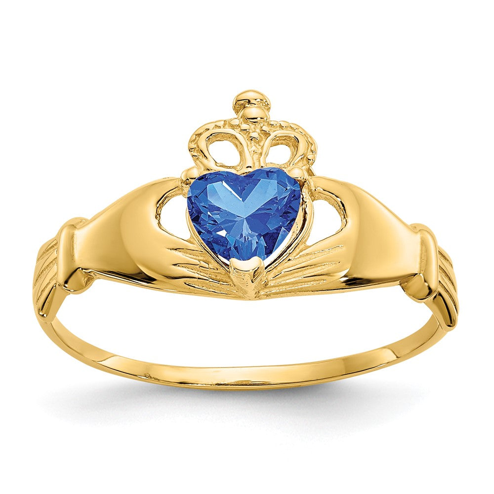 Casted;Polished;14k Yellow gold;Synthetic;CZ