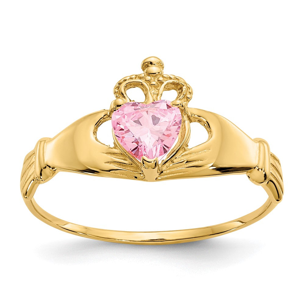 Casted;Polished;14k Yellow gold;Synthetic;CZ