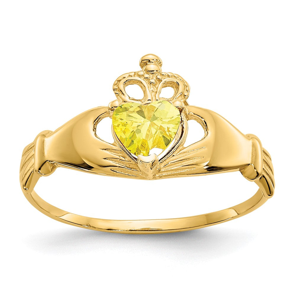 Casted;Polished;14k Yellow gold;Synthetic;CZ