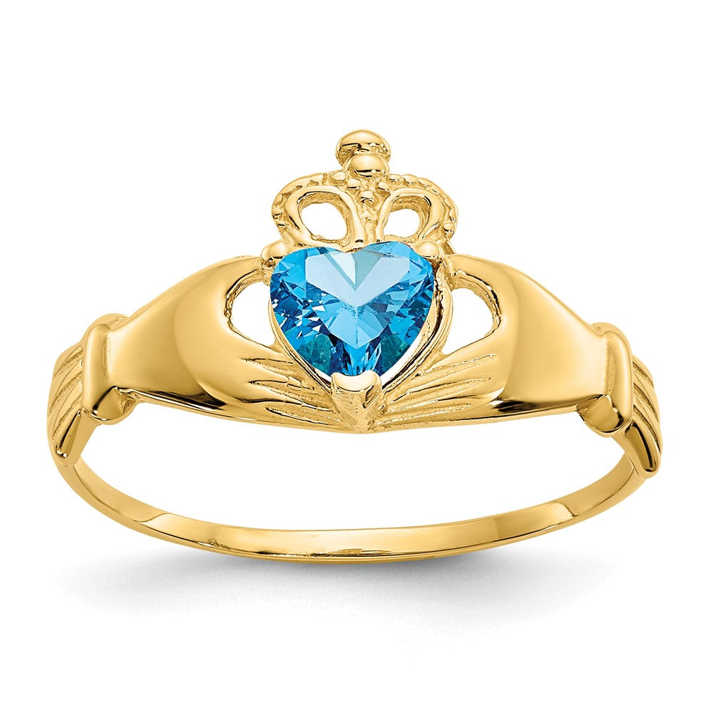 Casted;Polished;14k Yellow gold;Synthetic;CZ