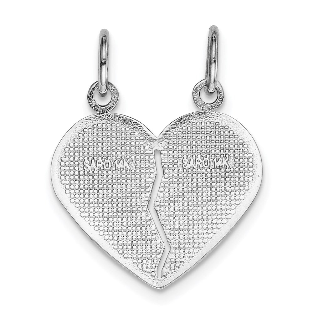 14k White Gold DAUGHTER-MOM 2-Piece Break-apart Heart Charm