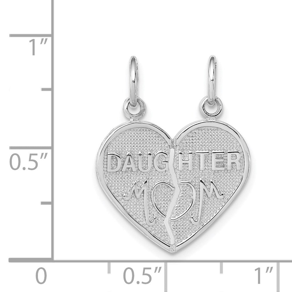 14k White Gold DAUGHTER-MOM 2-Piece Break-apart Heart Charm