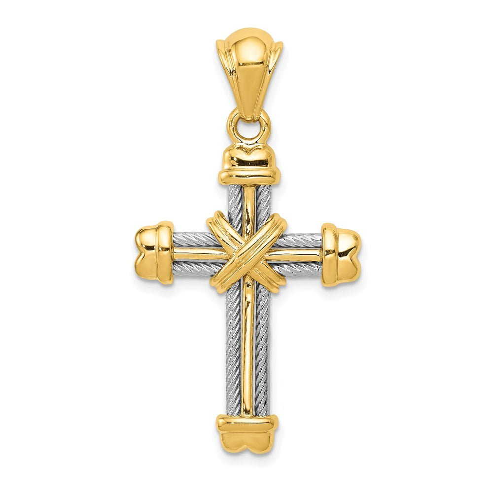 Solid;Casted;Polished;14K Two-tone;Open back;Not engraveable;Textured