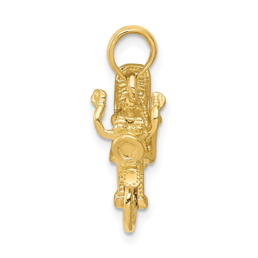 14k 3-D Motorcycle with Moveable Wheels Pendant