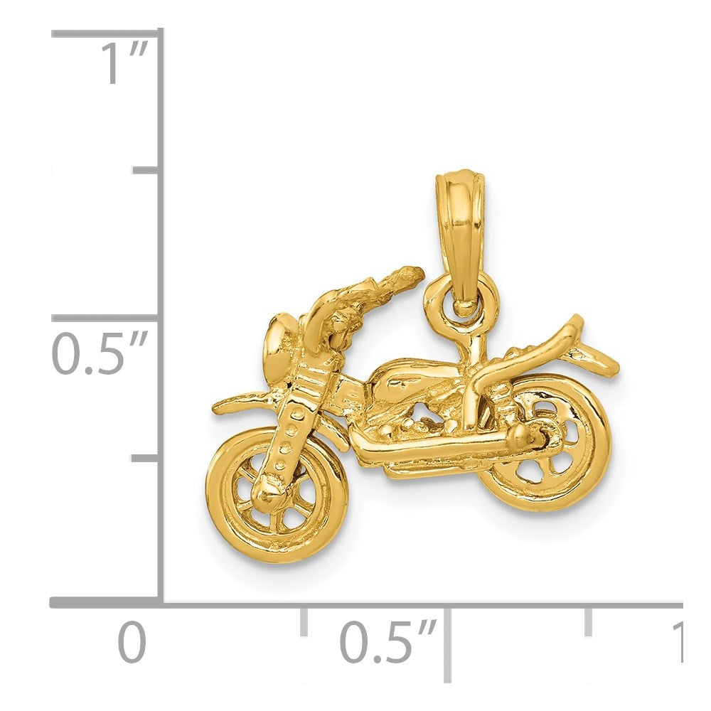 14k 3-D Motorcycle with Moveable Wheels Pendant