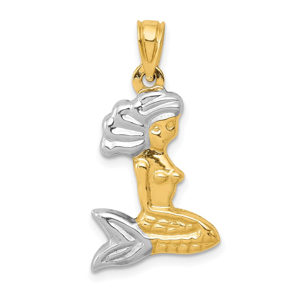 Polished;3-D;Hollow;14K Yellow gold & rhodium