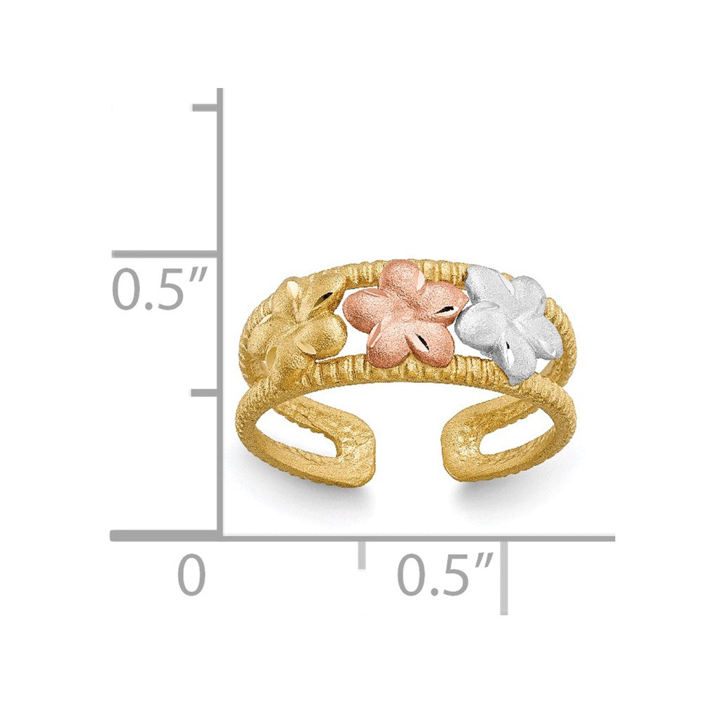 14k Two-tone & Rhodium Plumeria Toe Ring