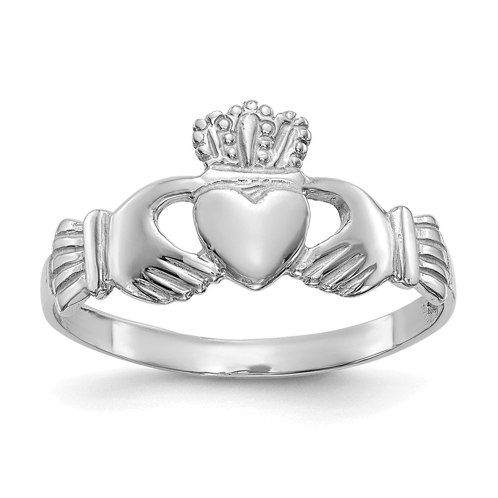 Solid;Casted;Polished;14K White gold;Open back