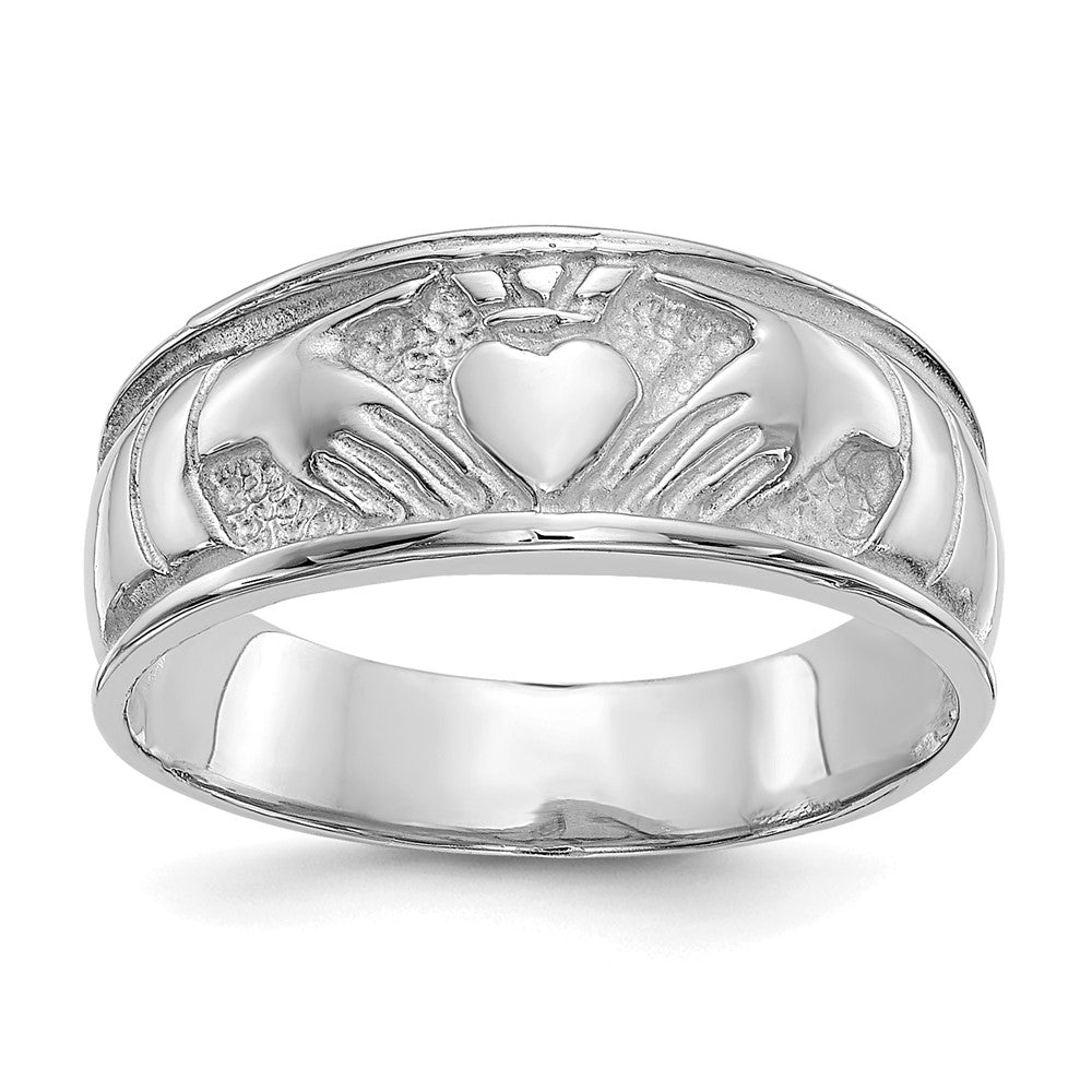 Casted;Polished;14K White gold;Open back;Engravable