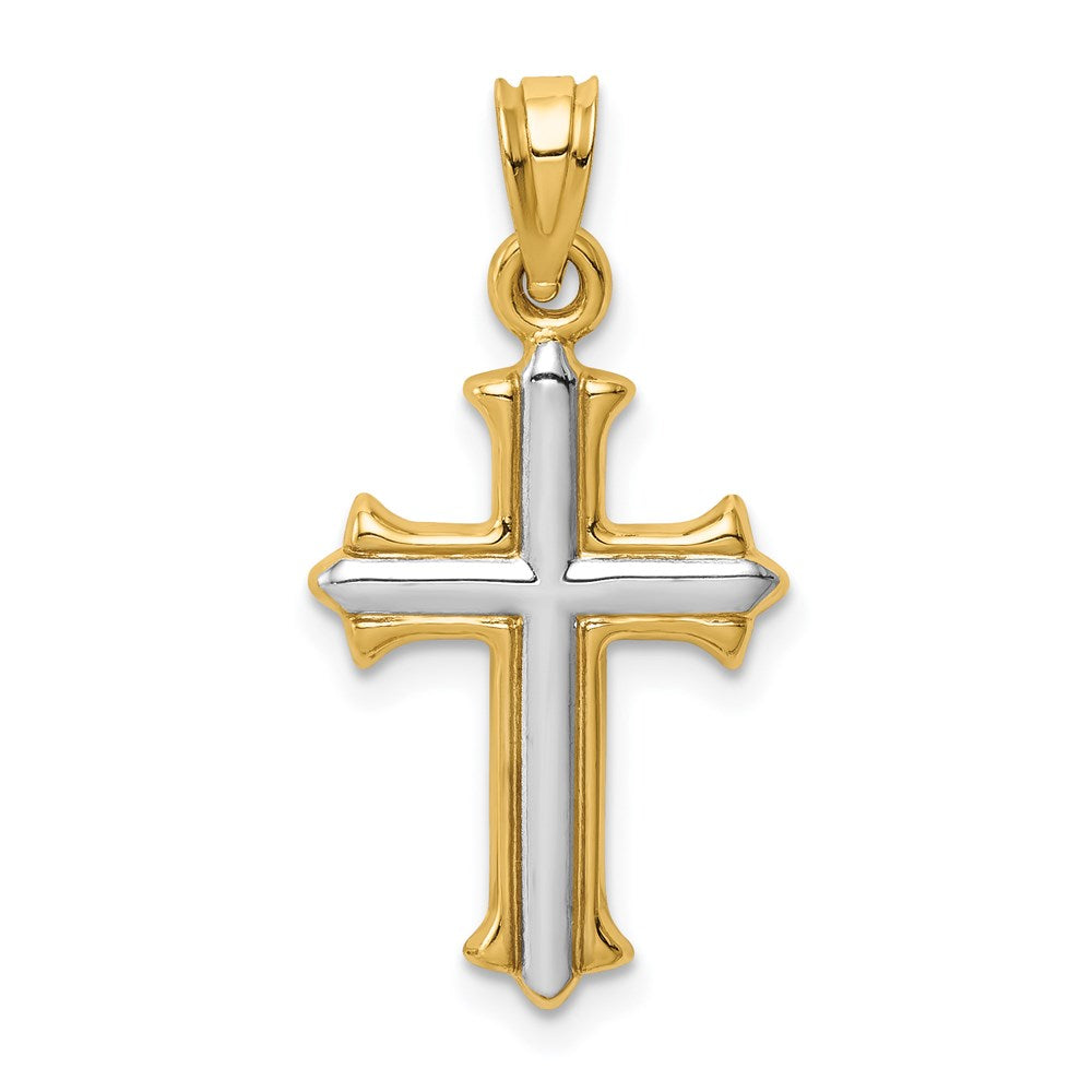 Polished;Hollow;14K Yellow gold & rhodium;Fleur De Lis