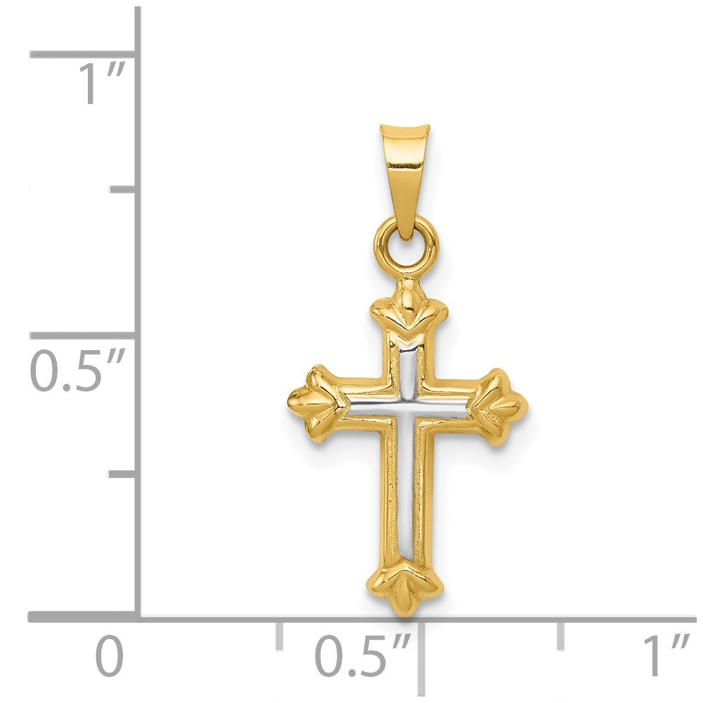 14k and White Rhodium Hollow Cross Charm