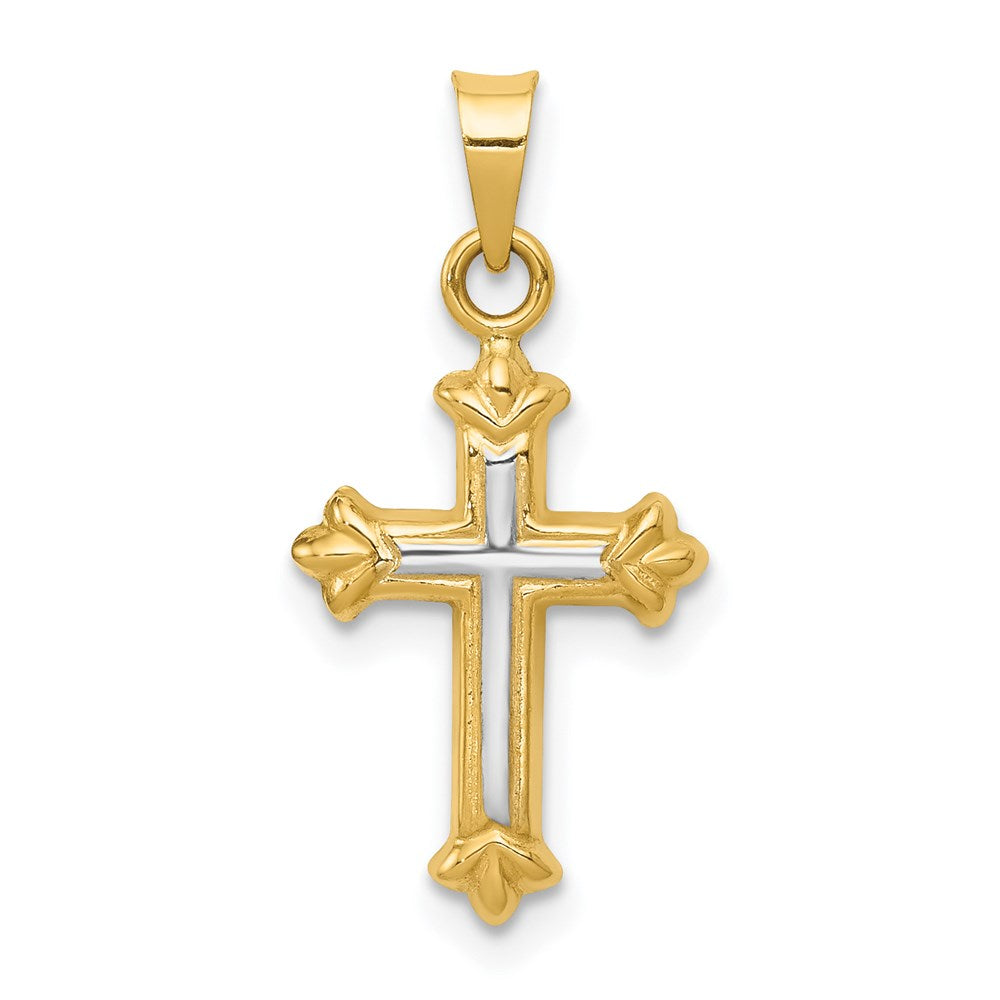 Polished;Hollow;14K Yellow gold & rhodium;Fleur De Lis