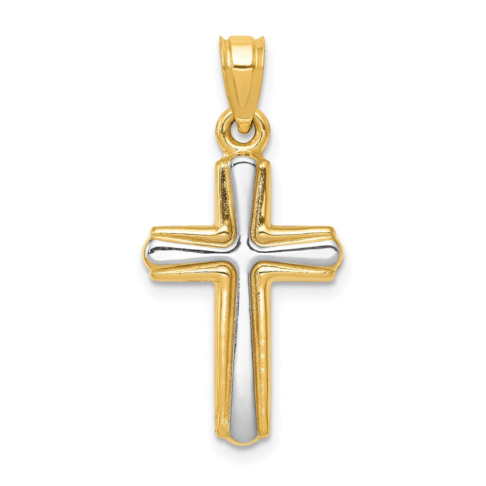 Polished;3-D;Hollow;14K Yellow gold & rhodium