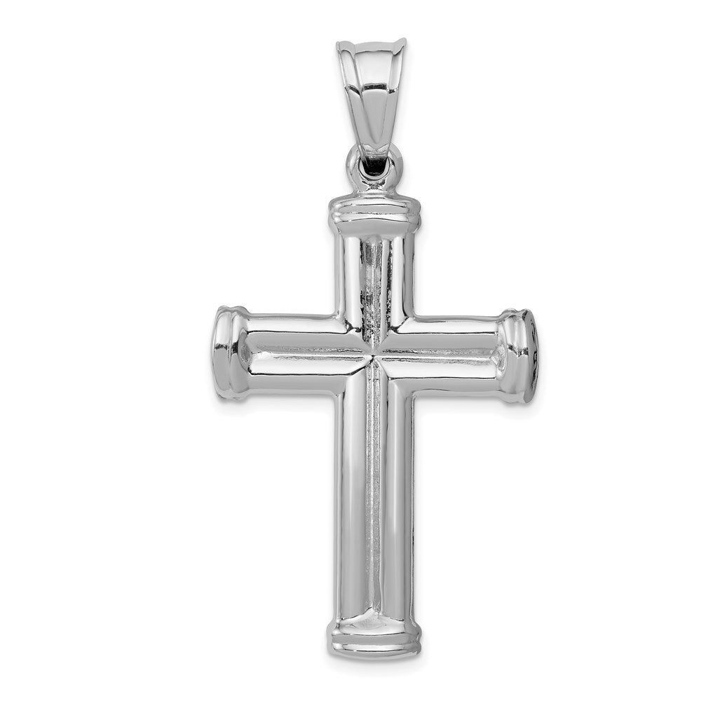 14K White Gold Hollow Crucifix Reversible to Cross Pendant