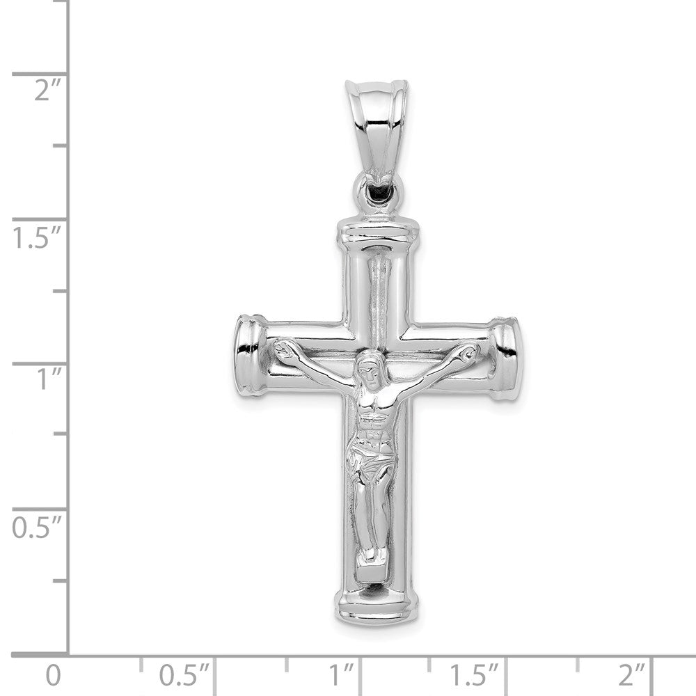 14K White Gold Hollow Crucifix Reversible to Cross Pendant