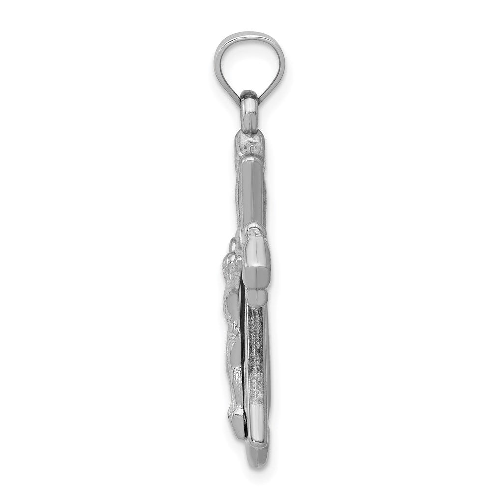 14K White Gold Crucifix Reversible to Cross Pendant