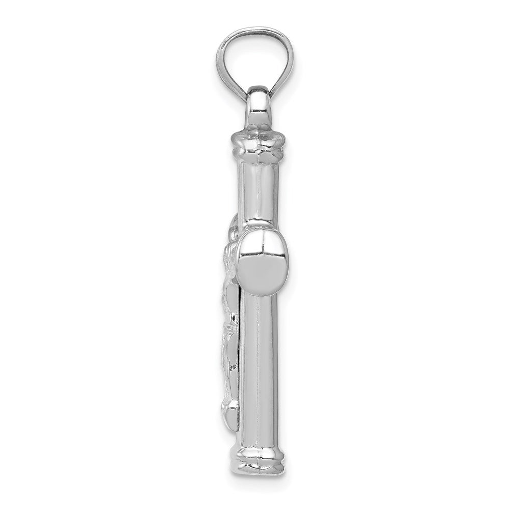 14K White Gold Hollow Crucifix Reversible to Cross Pendant