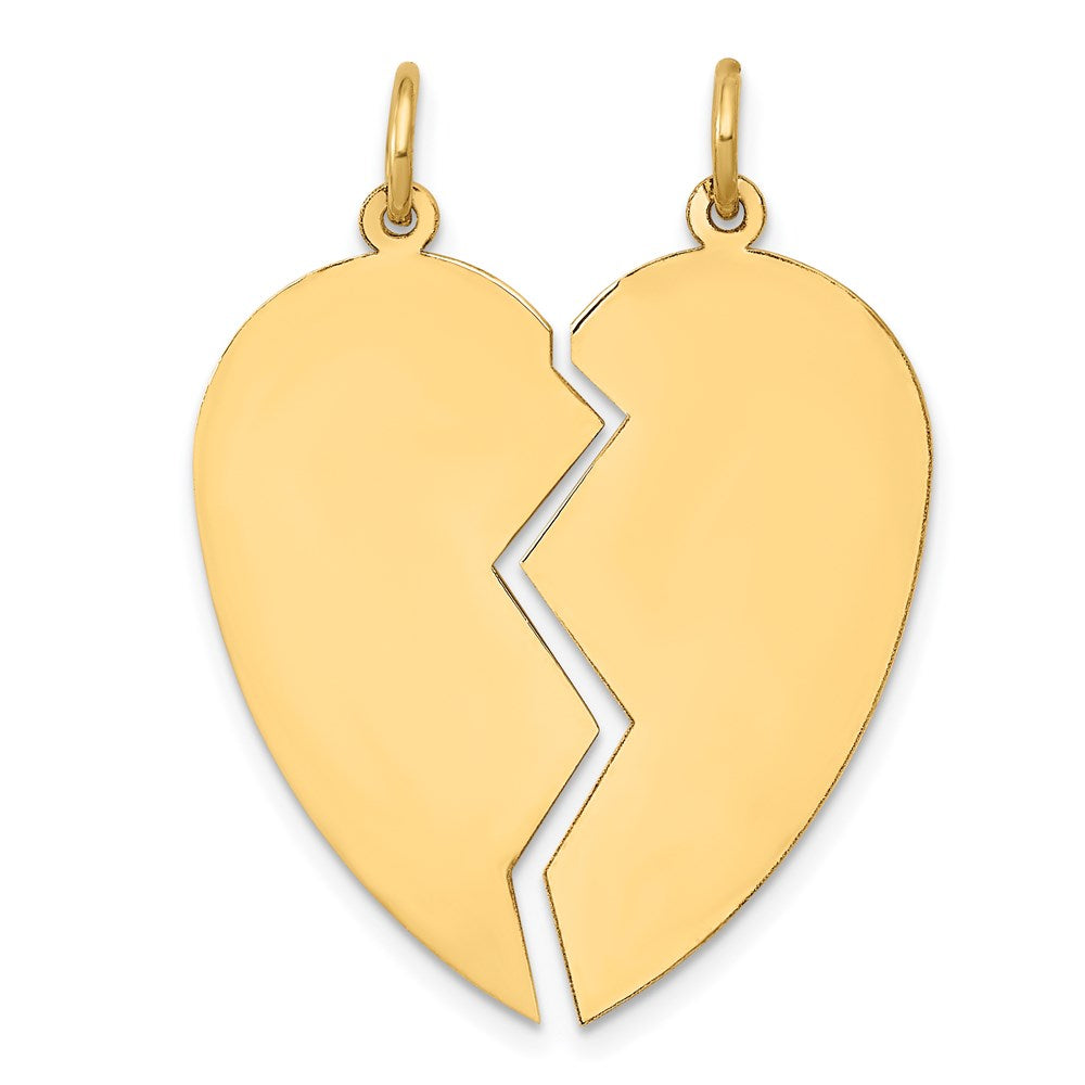 Solid;Polished;14k Yellow gold;Stamped;Flat back;Engravable;2-piece break apart