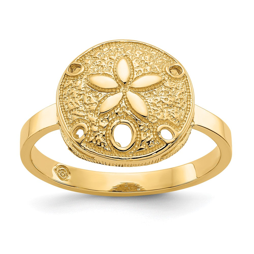 Solid;Casted;Polished;14k Yellow gold;Open back;In-house sizing