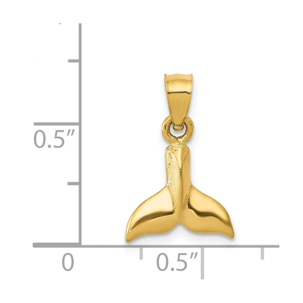 14K 3-D Whale Tail Pendant