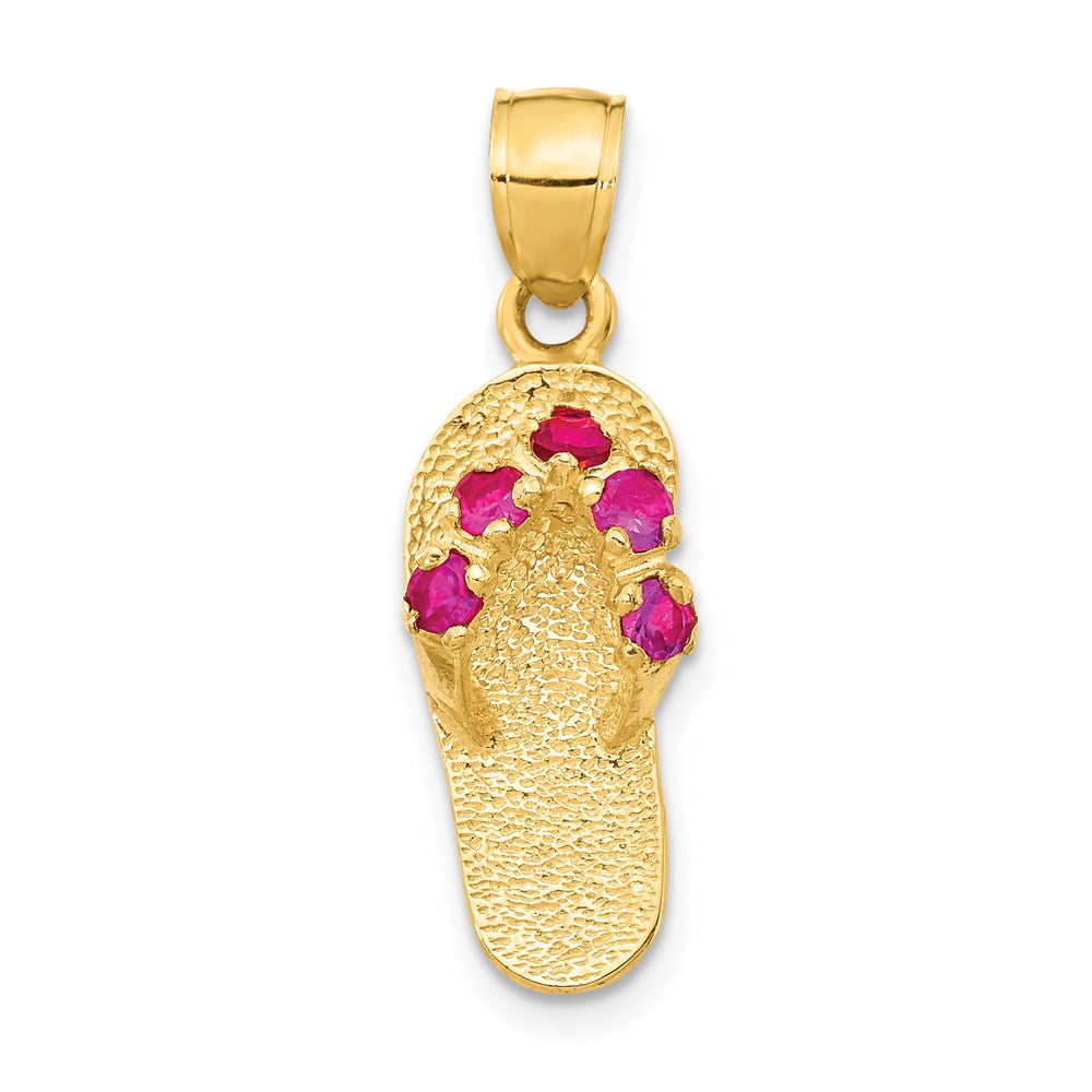 Solid;Casted;Polished;3-D;14k Yellow gold;Synthetic;CZ;Textured;Textured back