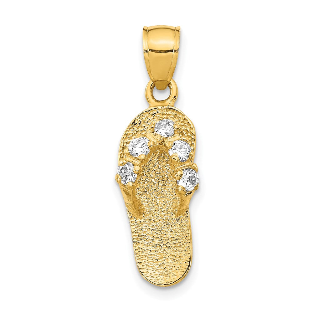 Solid;Casted;Polished;3-D;14k Yellow gold;Synthetic;CZ;Textured;Textured back
