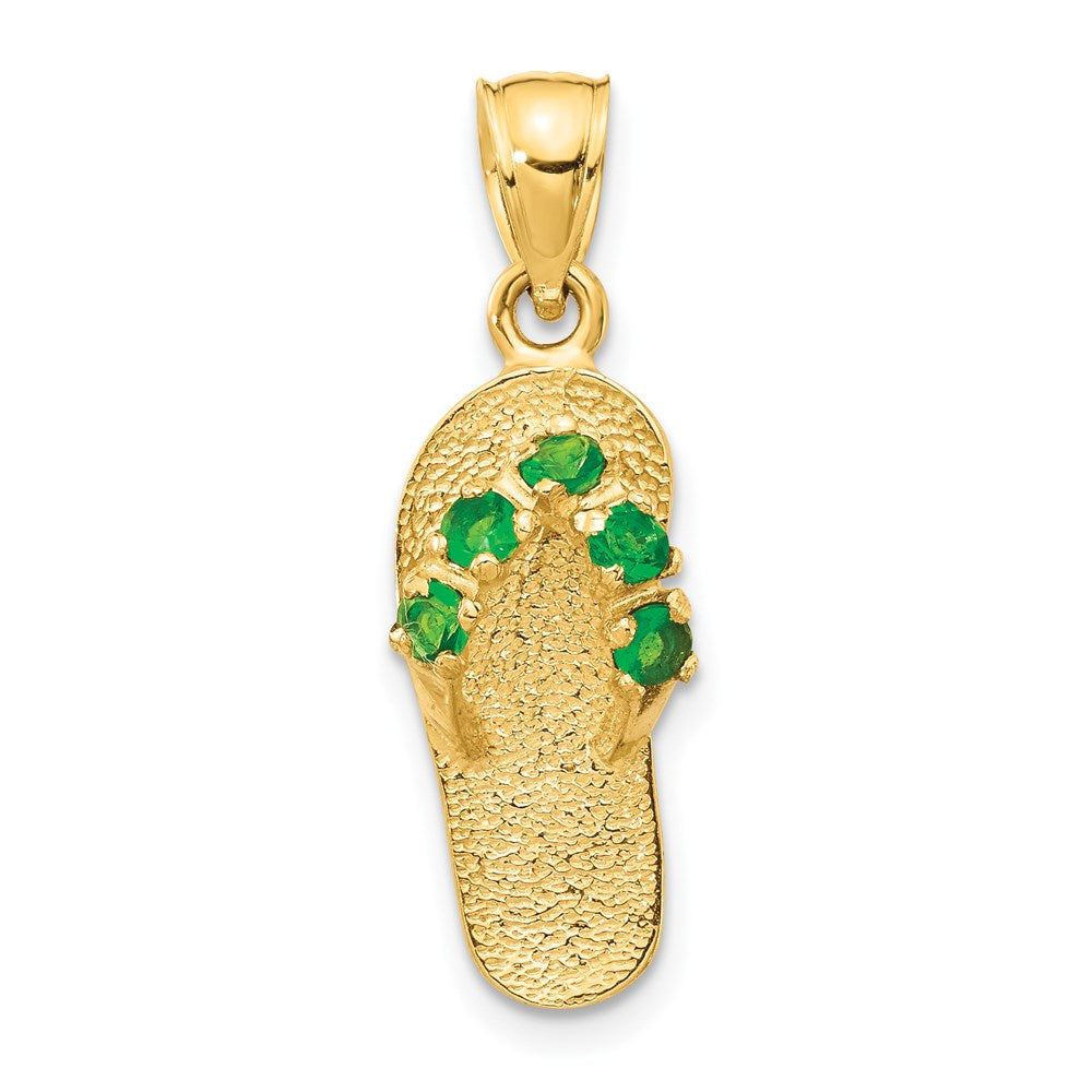 Solid;Casted;Polished;3-D;14k Yellow gold;Synthetic;CZ;Textured;Textured back