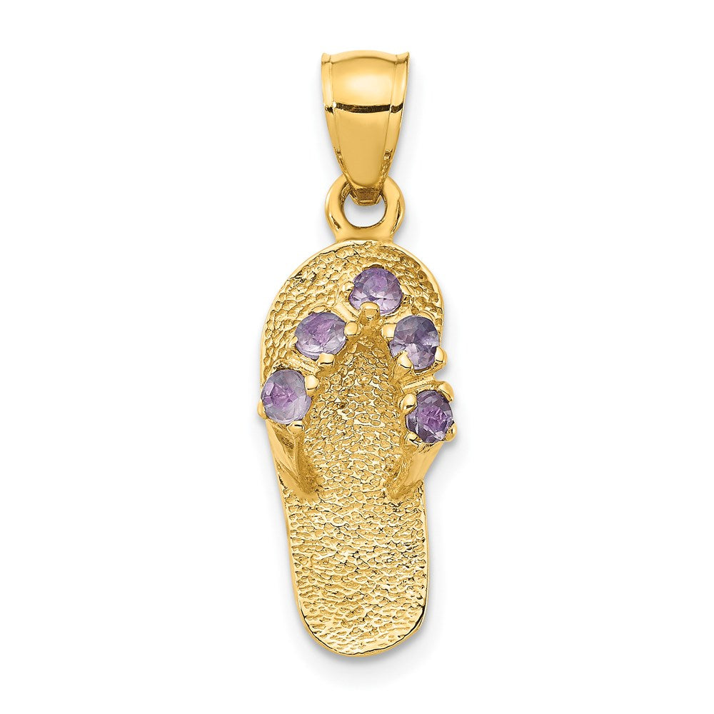 Solid;Casted;Polished;3-D;14k Yellow gold;Synthetic;CZ;Textured;Textured back