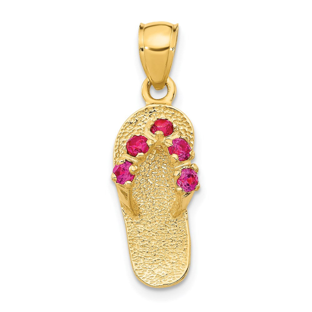 Solid;Casted;Polished;3-D;14k Yellow gold;Synthetic;CZ;Textured;Textured back