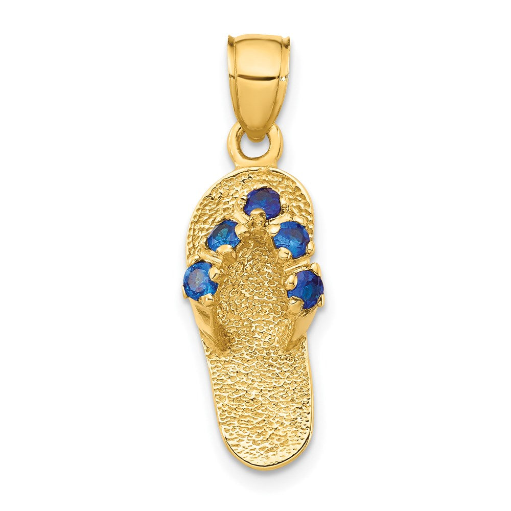 Solid;Casted;Polished;3-D;14k Yellow gold;Synthetic;CZ;Textured;Textured back
