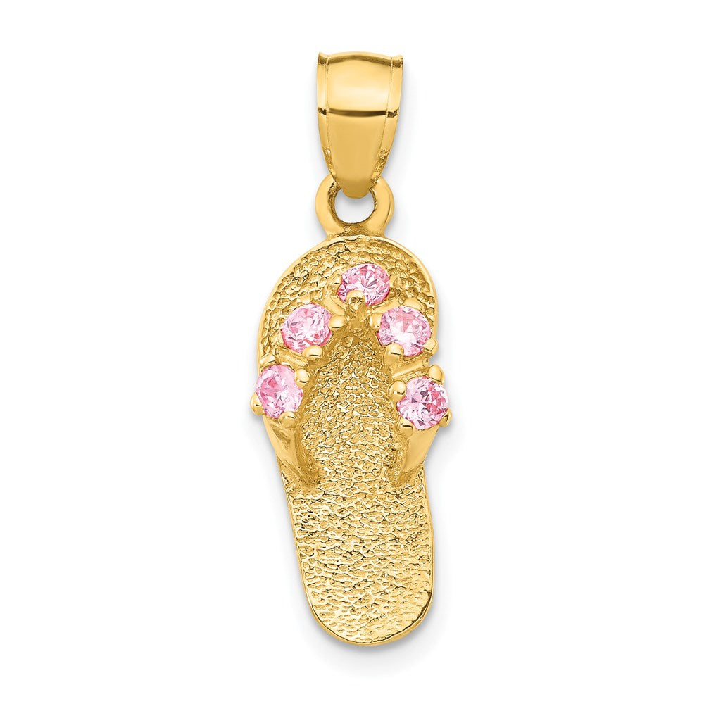 Solid;Casted;Polished;14k Yellow gold;CZ;Textured;Textured back