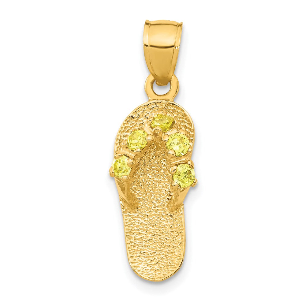 Solid;Casted;Polished;3-D;14k Yellow gold;Synthetic;CZ;Textured;Textured back