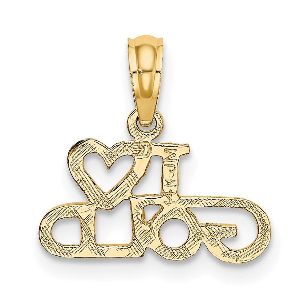 14K Polished / Textured I HEART GOLD Charm