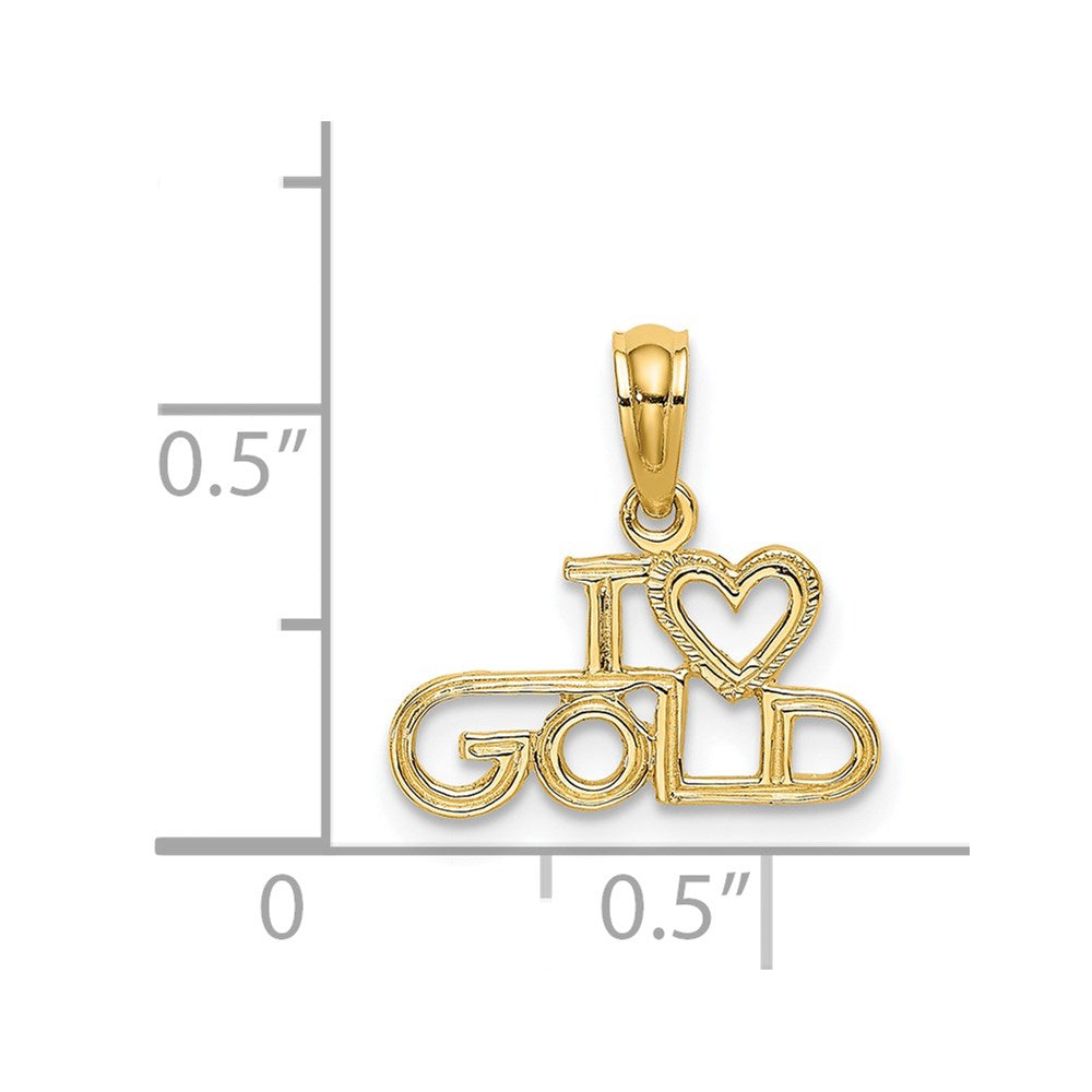 14K Polished / Textured I HEART GOLD Charm