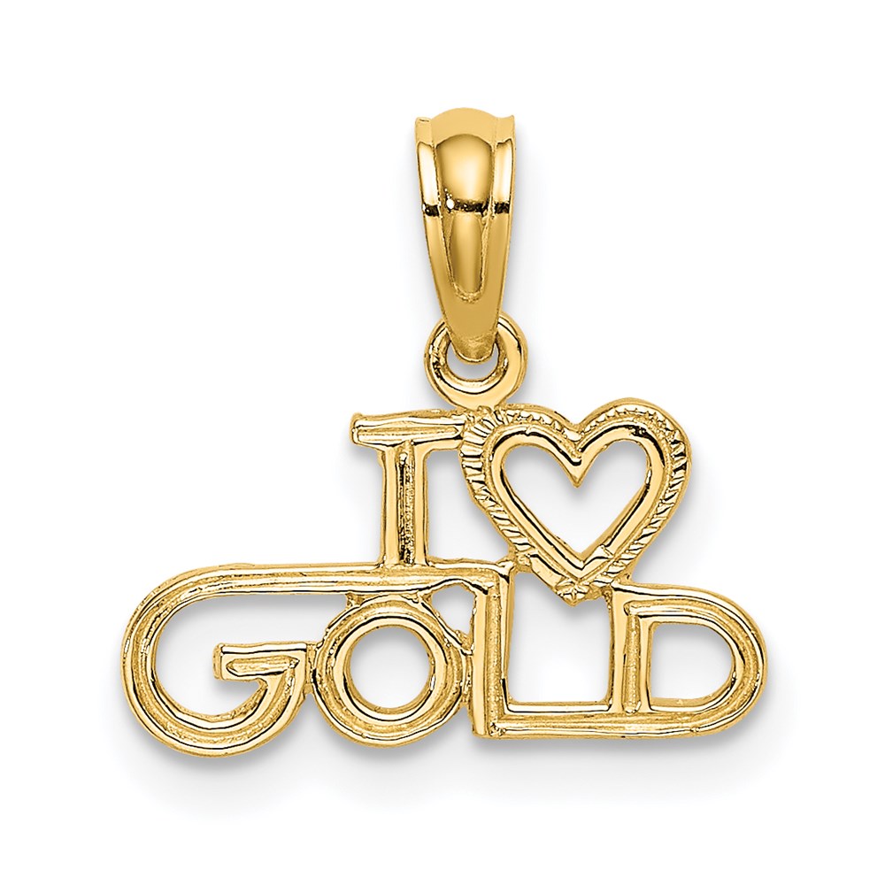 14K Polished / Textured I HEART GOLD Charm