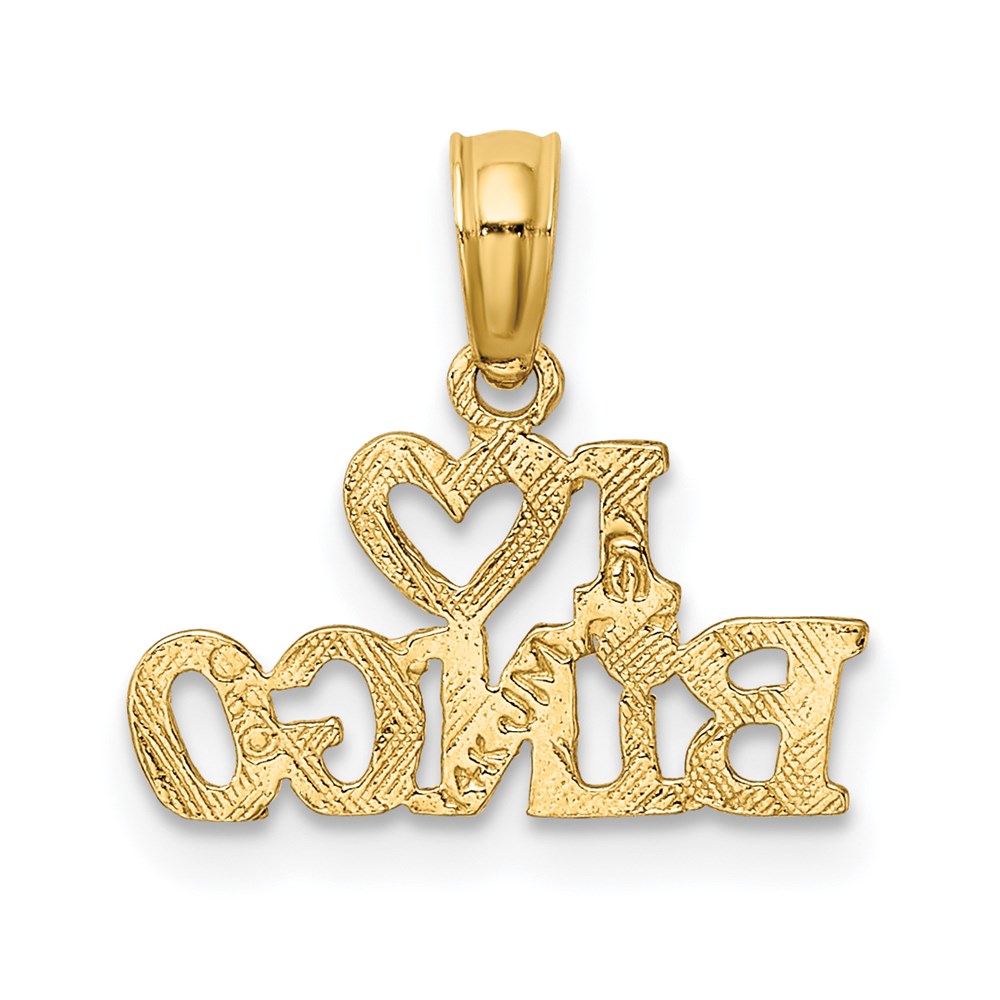 14K Polished/Textured I HEART BINGO Charm