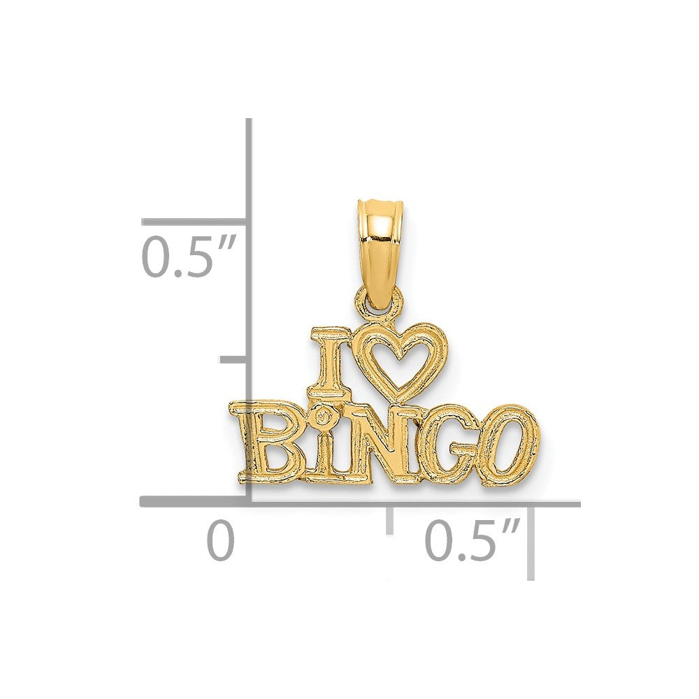 14K Polished/Textured I HEART BINGO Charm