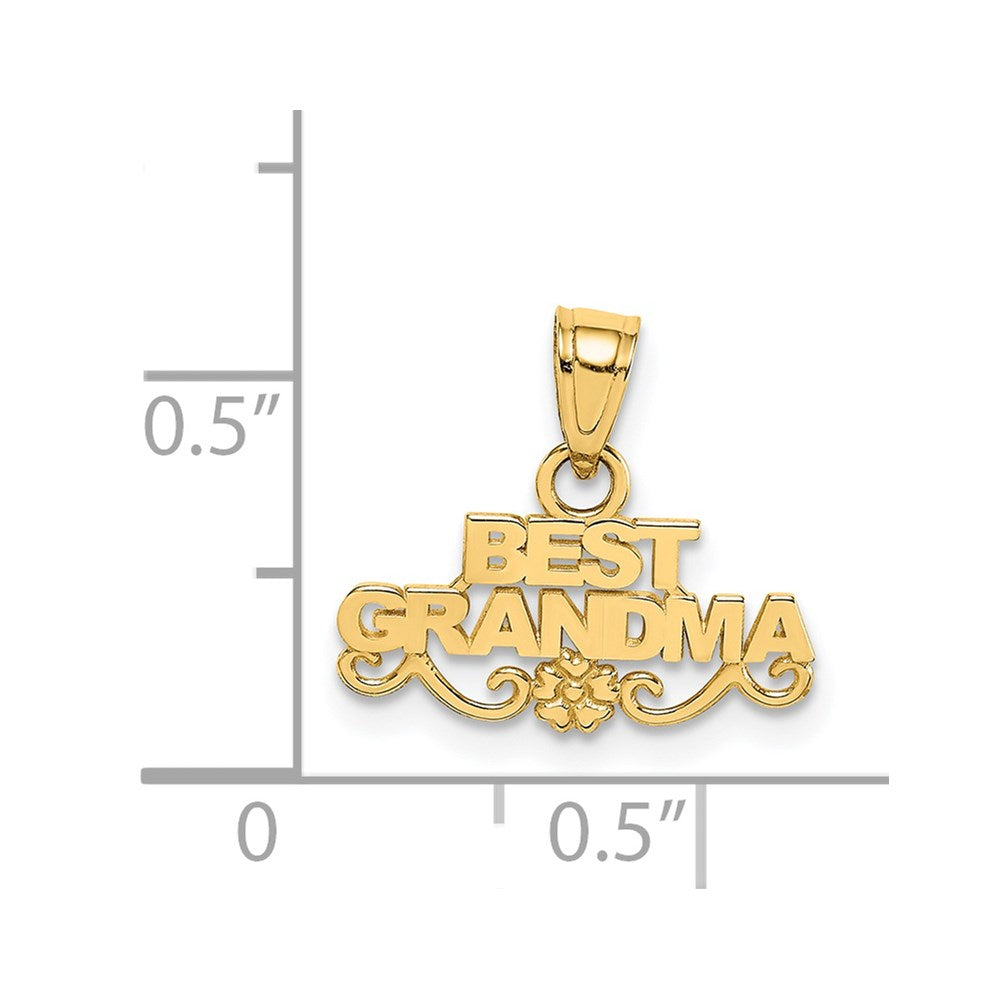 14k BEST GRANDMA with Flower Pendant