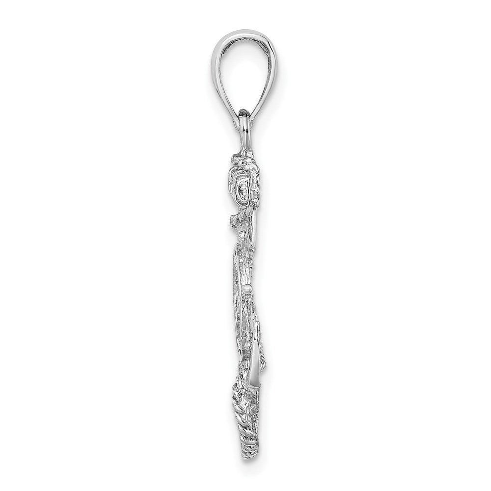 14K White Gold Anchor and Ships Wheel with Rope Pendant