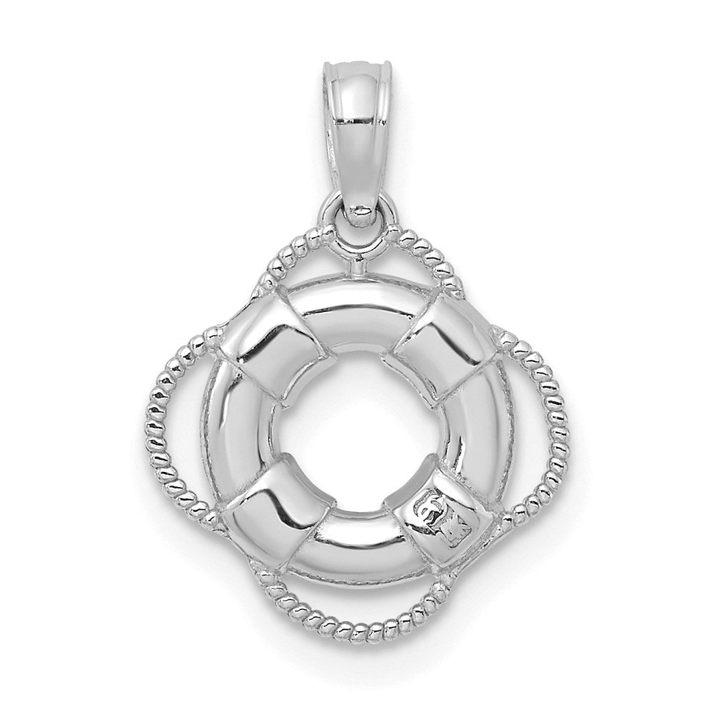 14K White Gold 3-D Life Preserver Pendant