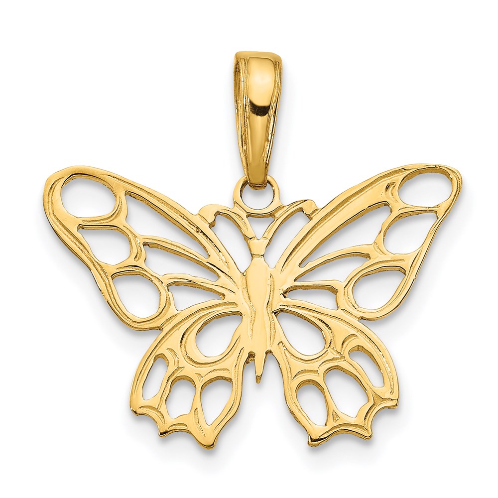 Solid;Polished;14k Yellow gold;Flat back;Textured back