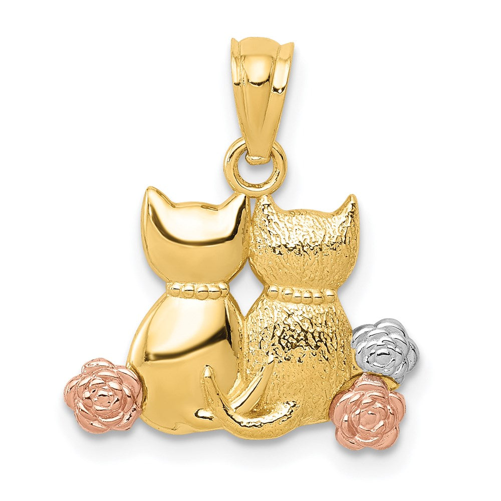 Solid;Casted;Polished;14K Two-tone;Open back;Rhodium;Textured;Textured back
