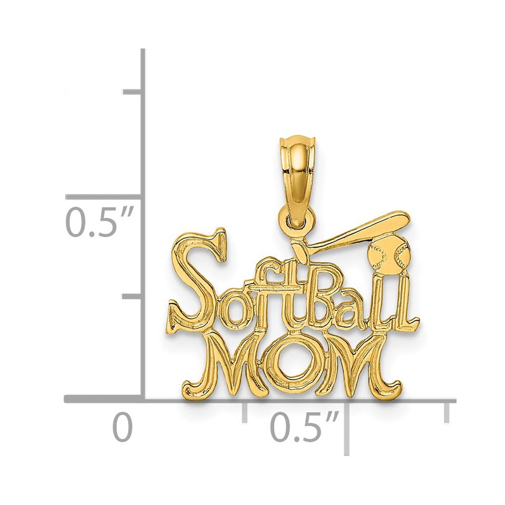 14K SOFTBALL MOM with Bat And Ball Charm