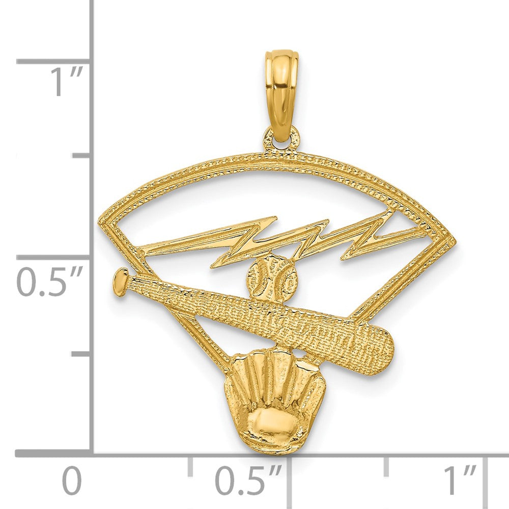14K Baseball Diamond with Glove/Bat/Ball Pendant