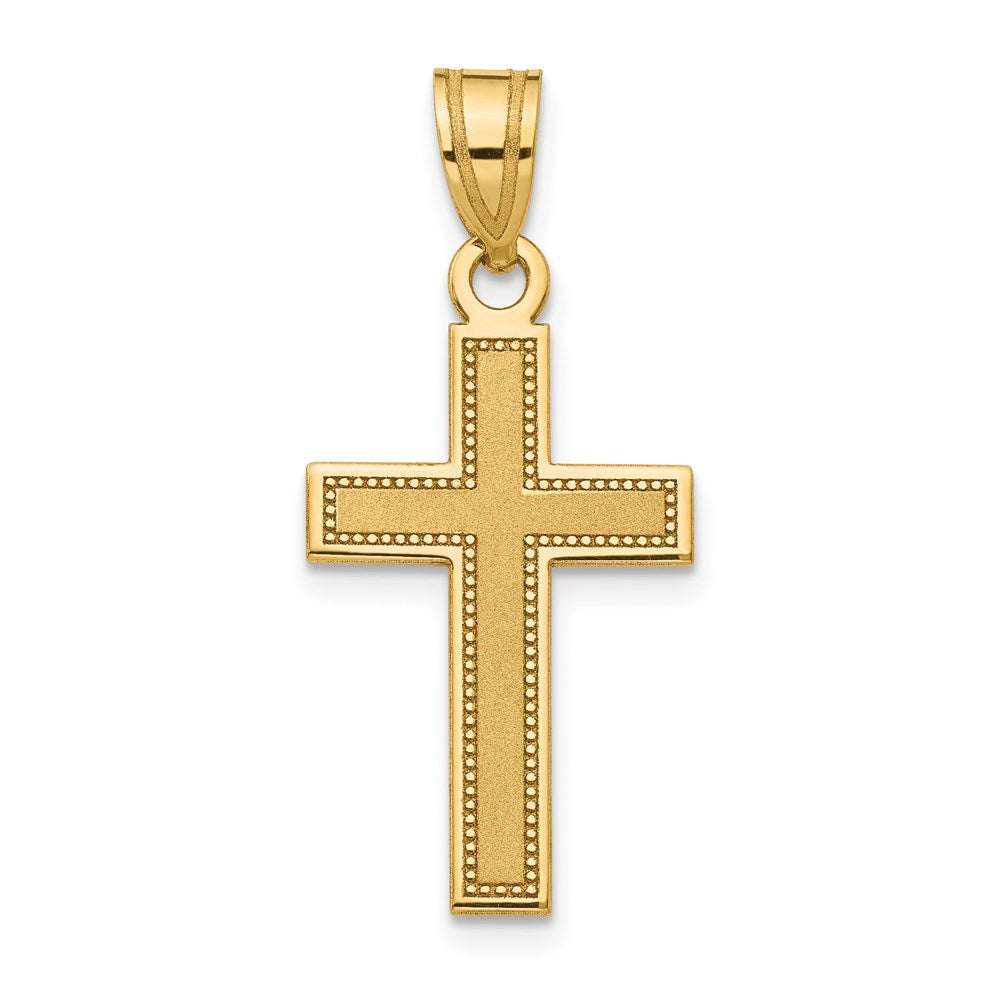Polished;14k Yellow gold;Satin Back;Front center sand blasted