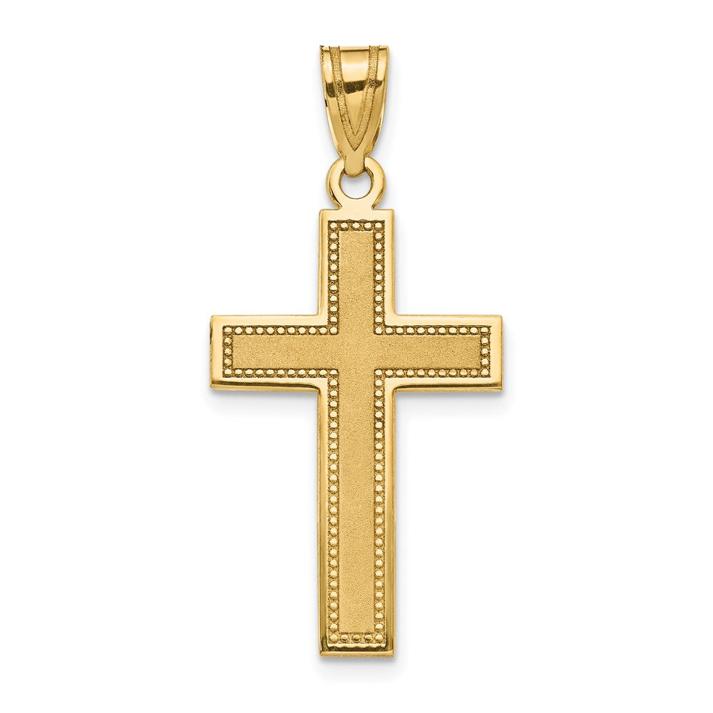 Polished;14k Yellow gold;Satin Back;Front center sand blasted