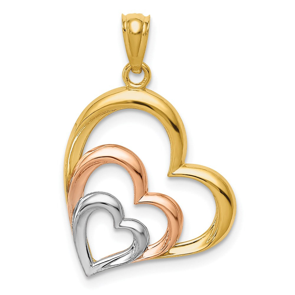 Casted;Polished;14K Two-tone;Open back;Rhodium;Heart;Open