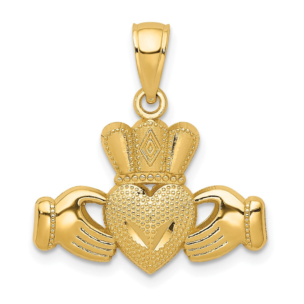 Polished;14k Yellow gold;Textured