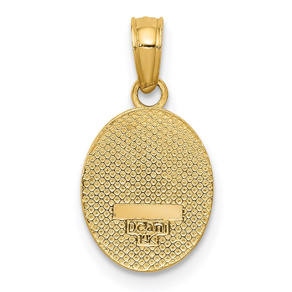 14k Polished Small Fleur De Lis in Oval Pendant